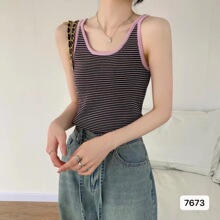 条纹冰丝甜辣背心女针织吊带夏季外穿吊带女内搭上衣辣妹衣服批发