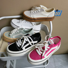 火龙果色帆布鞋女ulzzang帆布鞋学院风港风滑板鞋2023新街拍球鞋