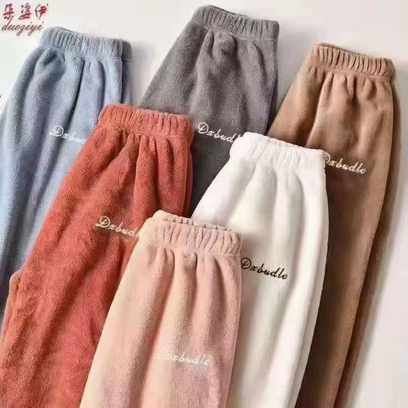 Двусторонние бархатные зимние брюки, теплые, one size (80–145 фунтов), без карманов