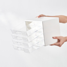 日式抽屉式收纳盒亚克力文具饰品储物盒桌面收纳箱办公室小物品柜