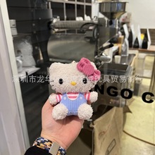 现货可爱小卷毛kitty 格子KT猫毛绒公仔玩偶包挂件电玩城抓娃娃机