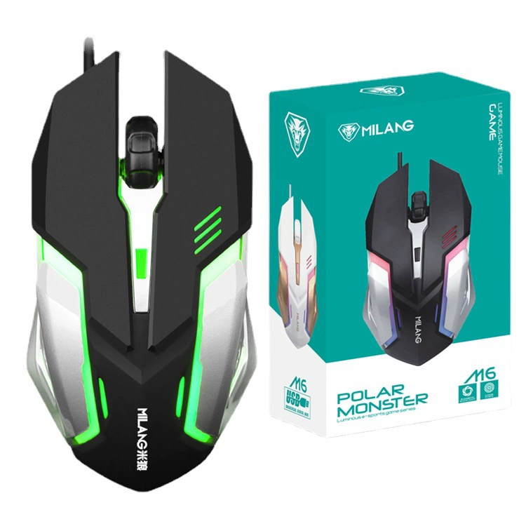 Mi Wolf M6 Wired Lighting Mouse USB Portum Machine Computer Notebook Office Eschants Competitive Game Mouse