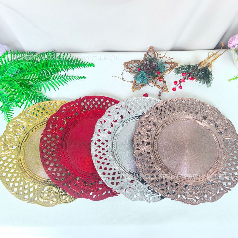 Cross-Border Charger Plates with Hollow Carved Decorations, Hotel Wedding Dinner Party Charger Plates Manufacturer Cross-Border Charger Plates with Hollow Carved Decorations, Hotel Wedding Dinner Party Charger Plates Manufacturer