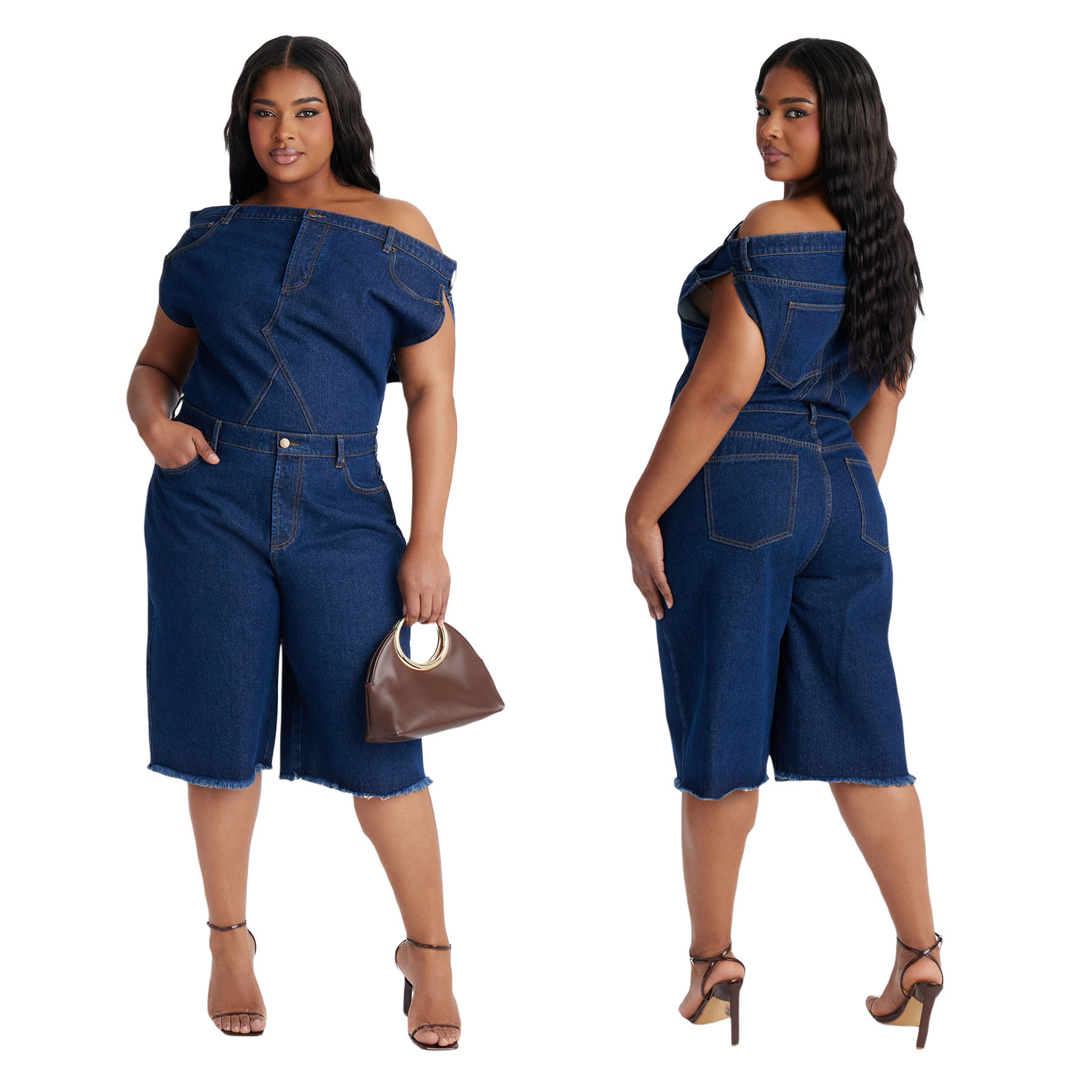 Women's Strapless Off-Shoulder Slim Fit Denim Jumpsuit Casual Fashion American Style New_ecoleips.com