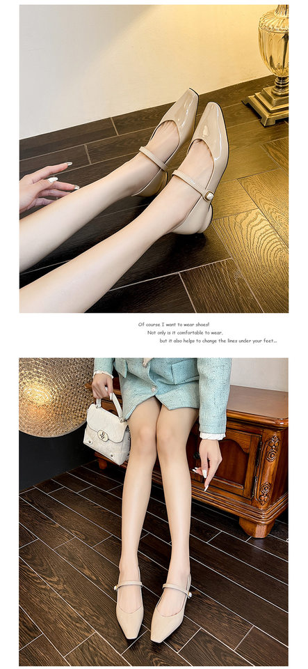 Giày Mary Jane quai ngang mũi vuông đế thấp gót dưới 3 cm — Màu mơ, Màu đen, Màu đỏ rượu chi tiết 7
