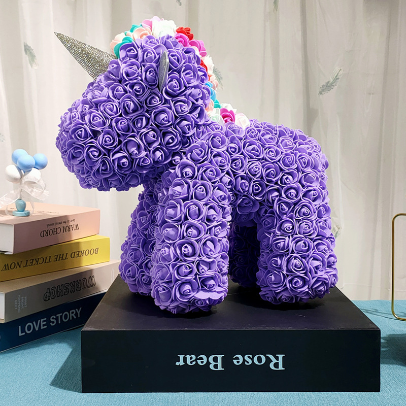 Flor inmortal unicornio Navidad día de San Valentín regalos floristas regalos de cumpleaños imitación PE rosa creativa