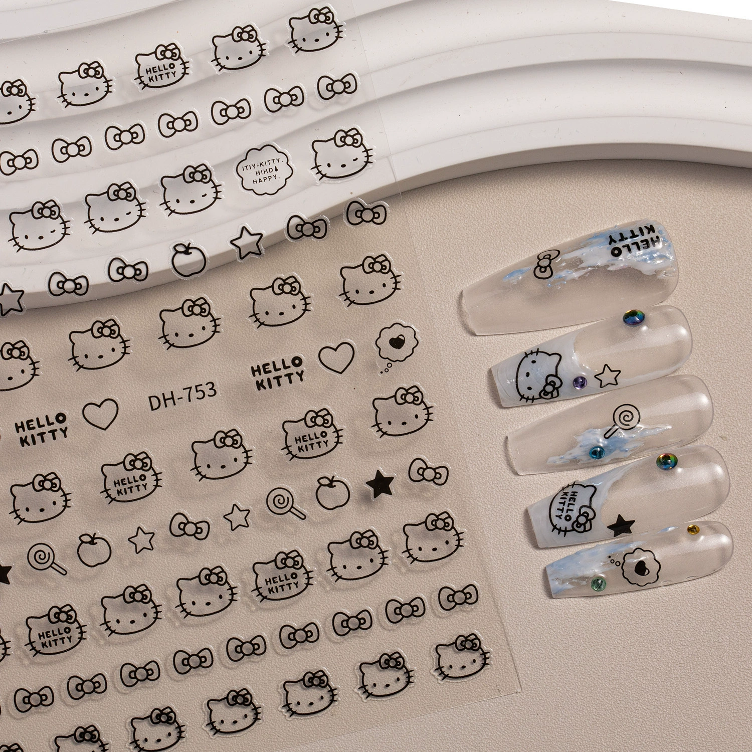 Ins позолоченные милые кошки сплошной цвет любви ультра тонкий без следов 3D наклейки для ногтей украшения