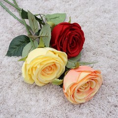 Simulated rose single branch French small cara round rose simulated flower fake flower wedding flower home photography decoration flower