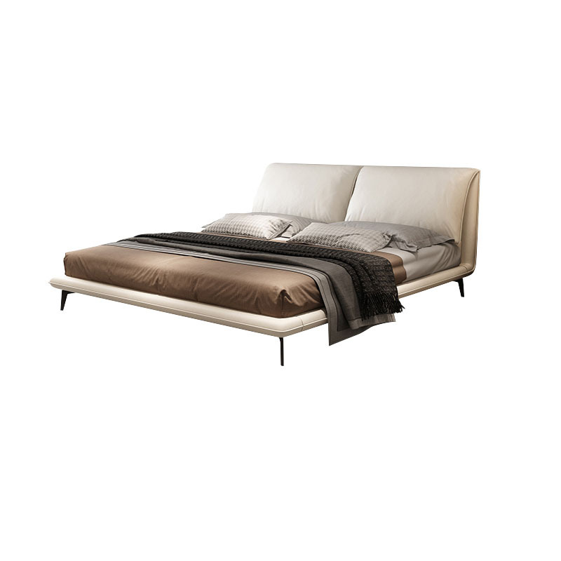 Cama de cuero de orejas de elefante minimalista italiana, cama de dormitorio moderna, diseño de estilo de crema, cama de dormitorio grande image 5