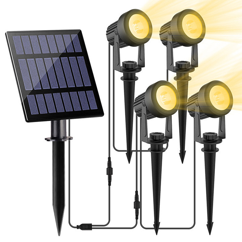 New Cross-Border Outdoor Solar Spotlight Waterproof Landscape Floodlight Warm Light Tree Light Courtyard Garden Lawn Light