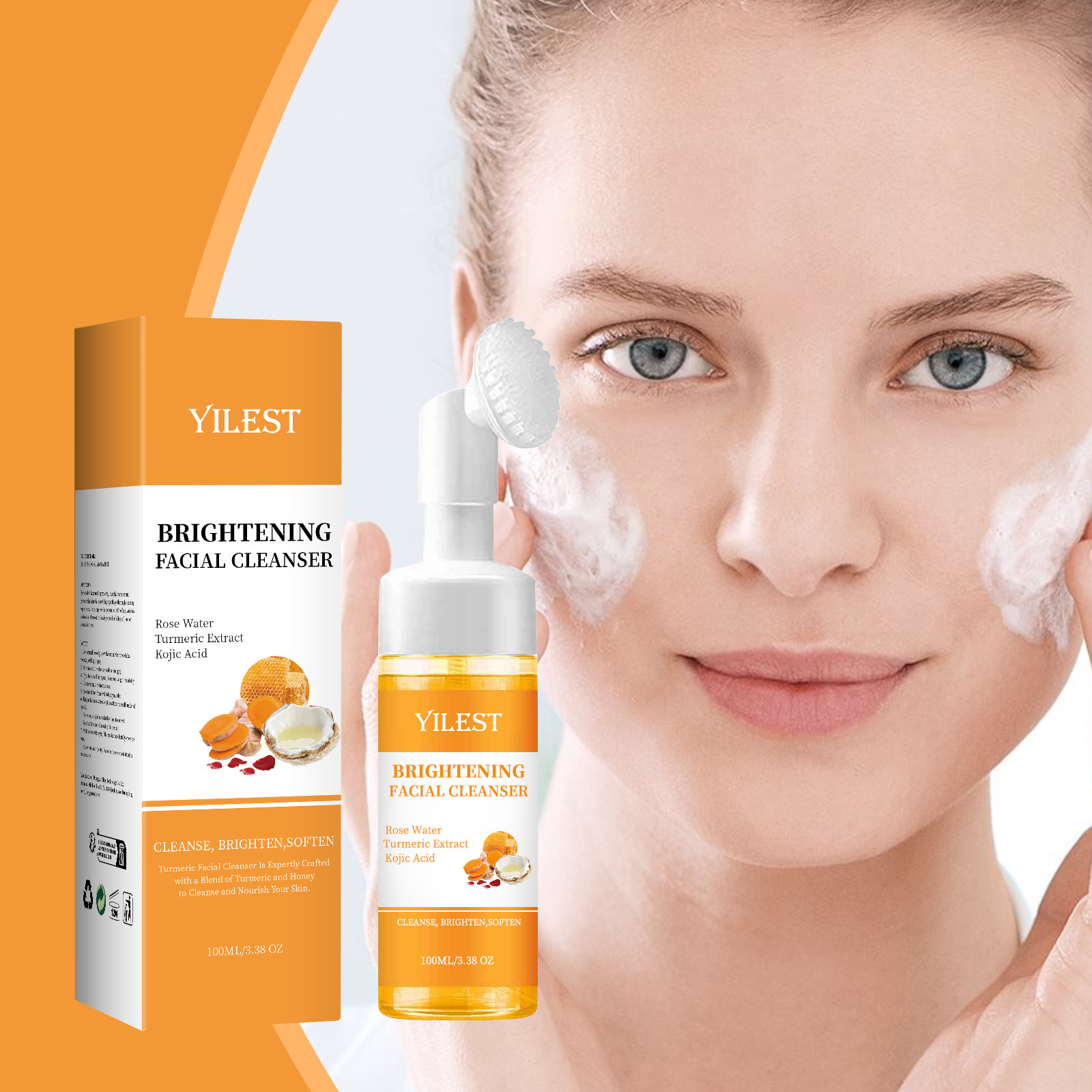 Cross-border Explosions YILEST Turmeric Facial Cleanser Deep Cleansing Face Gentle Antioxidative Cleansing Pore 100ml