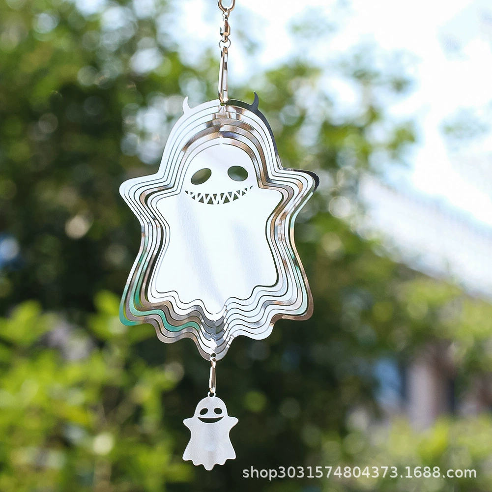 Трансграничные фабрики прямых продаж Хэллоуин тема эльф призрак улыбается призрак 3d вращающийся колокольчик из нержавеющей стали