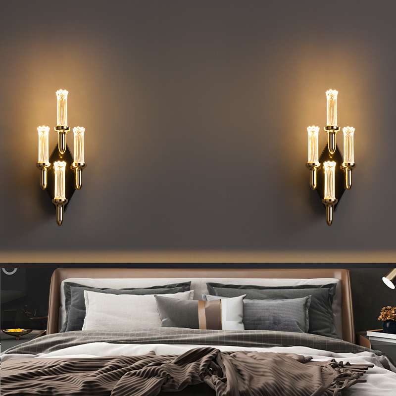 TV de fondo simple lujoso lámpara de pared lámpara de cama moderna lámpara de cama pasillo escalera nórdica lámpara vela dormitorio invitados