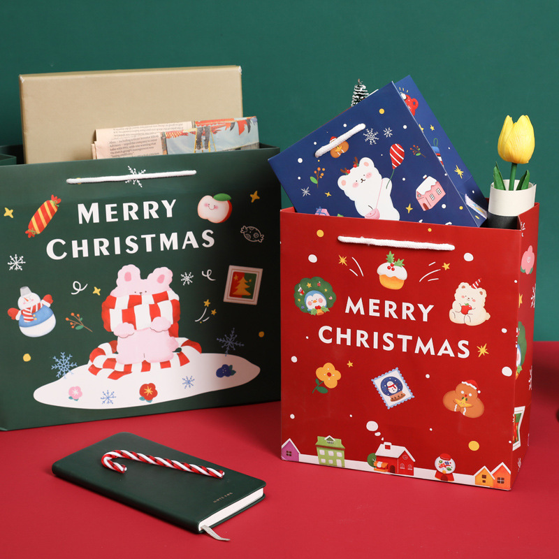 Bolsa de regalo de dibujos animados de Navidad Bolsa de regalo de Navidad de alta gama Nochebuena Apple Candy biscuit snack bolsa de embalaje