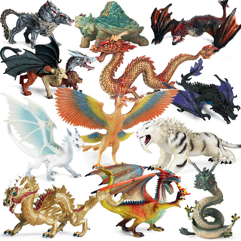 仿真儿童神话动物模型魔兽实心恐龙玩具青龙白虎凤凰朱雀玄武摆件