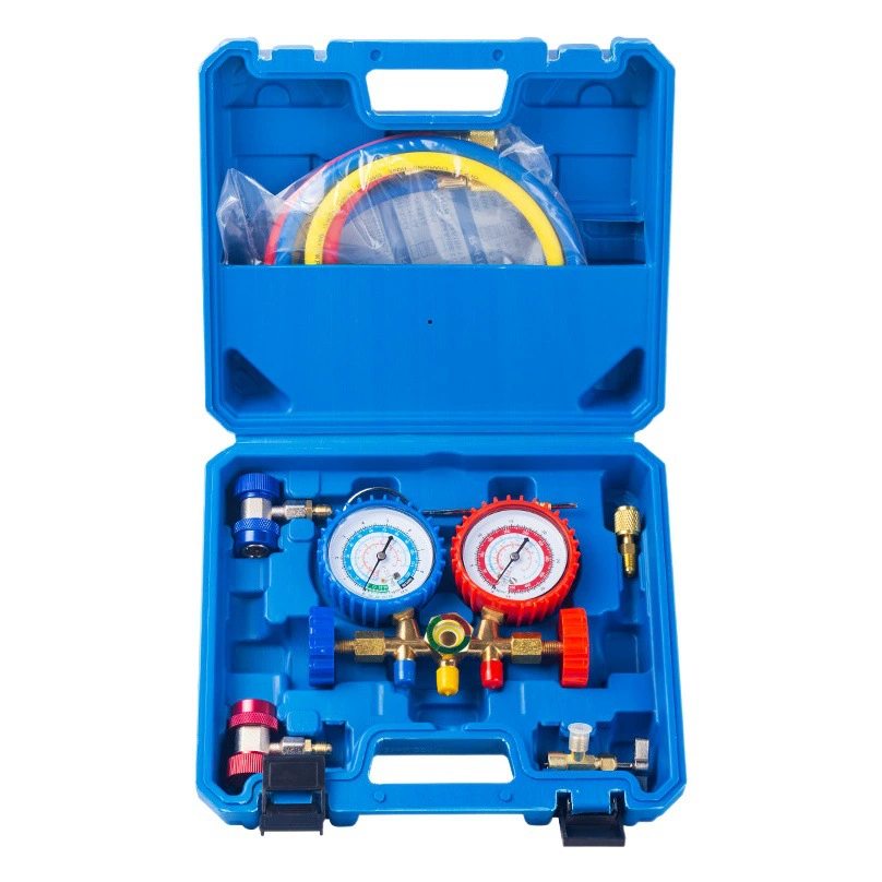 R134a хладагент автомобильный флуорометр снежного типа манометр хладагент Двойной метр клапан Кондиционер фторирование инструмент костюм