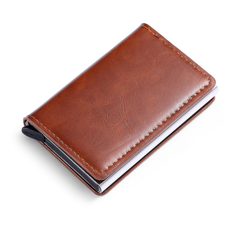 Nuevo tipo de metal automático pop-up bolsa de tarjetas para hombres y mujeres, cartucho de tarjetas anti-magnetizado, bolsa de tarjetas exquisita y simple