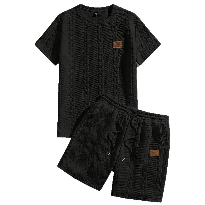 Men's Suit Summer Casual Wear Summer Breathable Round Neck T-Shirt Shorts Men's Two-Piece Set Loose Casual Sportswear