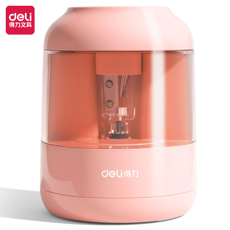 得力68670電動卷筆刀 升級鎢鋼刀片削筆機電池供電轉筆刀可換刀芯