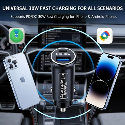 Cross-Border Smart Bluetooth Anti-Lost Device Car Locator Apple Android Dual-Port Fast Charging Anti-Theft Car Charger