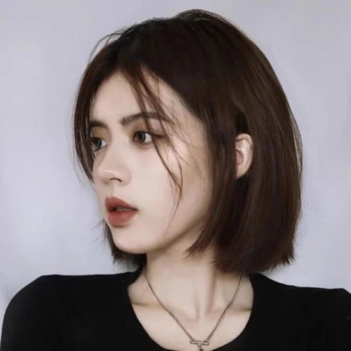 Wig short hair female summer internet celebrity Korean style bobo head temperament face trimming age reduction medium parted short straight hair natural full wig