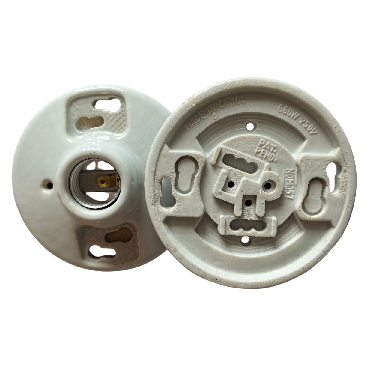 E27E26螺纹陶瓷灯座带拉线开关陶瓷灯头灯座大功率平灯陶瓷灯头灯