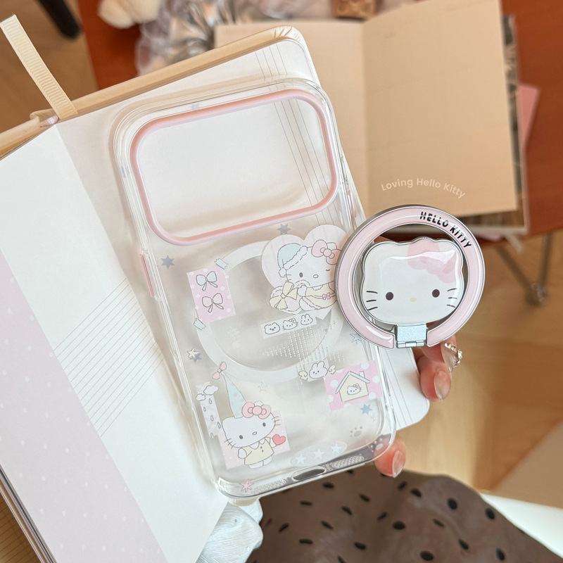 Cute Cat Magnetic Stand Suitable for iPhone 18, 17 Pro Max Phone Case, iPhone 16 Korean Style Transparent Case, Soft Case for Girls Cute Cat Magnetic Stand Suitable for iPhone 18, 17 Pro Max Phone Case, iPhone 16 Korean Style Transparent Case, Soft Case for Girls