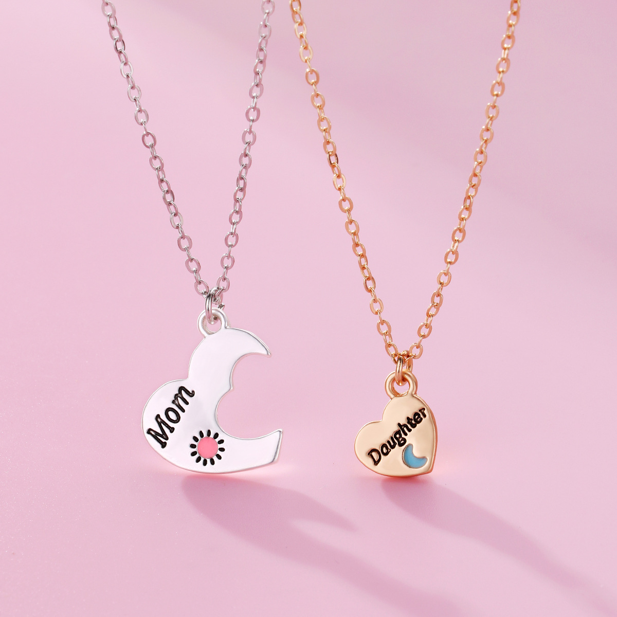 Alloy Material Cute Letter Moon Heart Shape Alloy Plating Mother'S Day Unisex Pendant Necklace