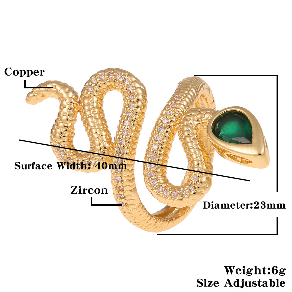 New Women's Snake Exaggerated Geometric Copper Tail Ring display picture 1