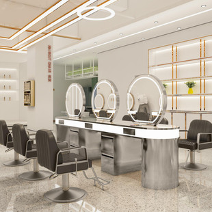 New Internet-famous Barber Shop Mirror Table Hair Cutting Mirror Dyeing and Ironing Area Mirror Cabinet Integrated Hair Salon Special Hairdressing Shop Mirror