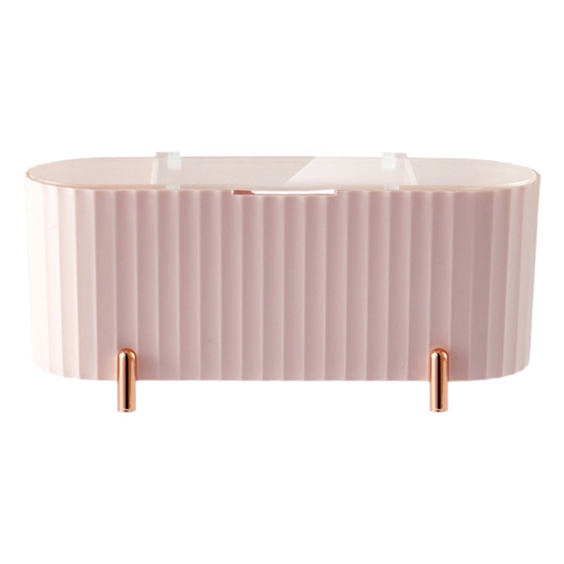 Caja de almacenamiento de almohadilla de algodón cosmética estante de almacenamiento a prueba de polvo de escritorio con tapa belleza huevo lápiz labial caja de acabado de alto aspecto