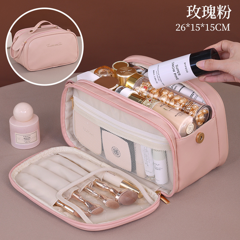 Transfronterizo nuevo encanto multicapa bolsa de maquillaje de gran capacidad de alta calidad sensación de viaje bolsa de almacenamiento de maquillaje portátil multifuncional