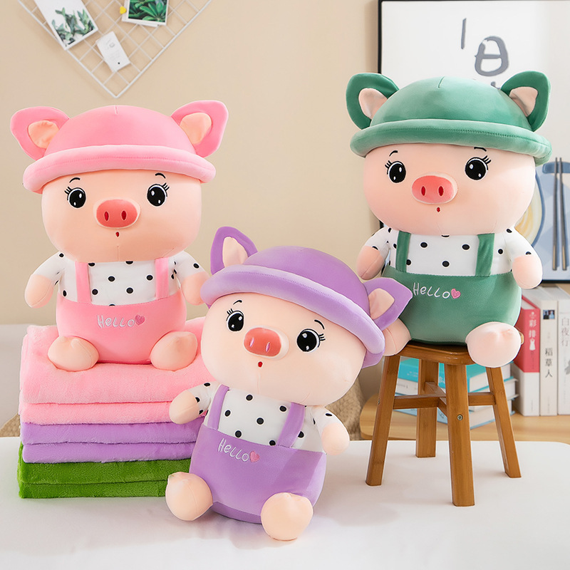可爱小猪抱枕被子两用鸭子空调毯汽车靠垫办公室午睡神器厂家批发
