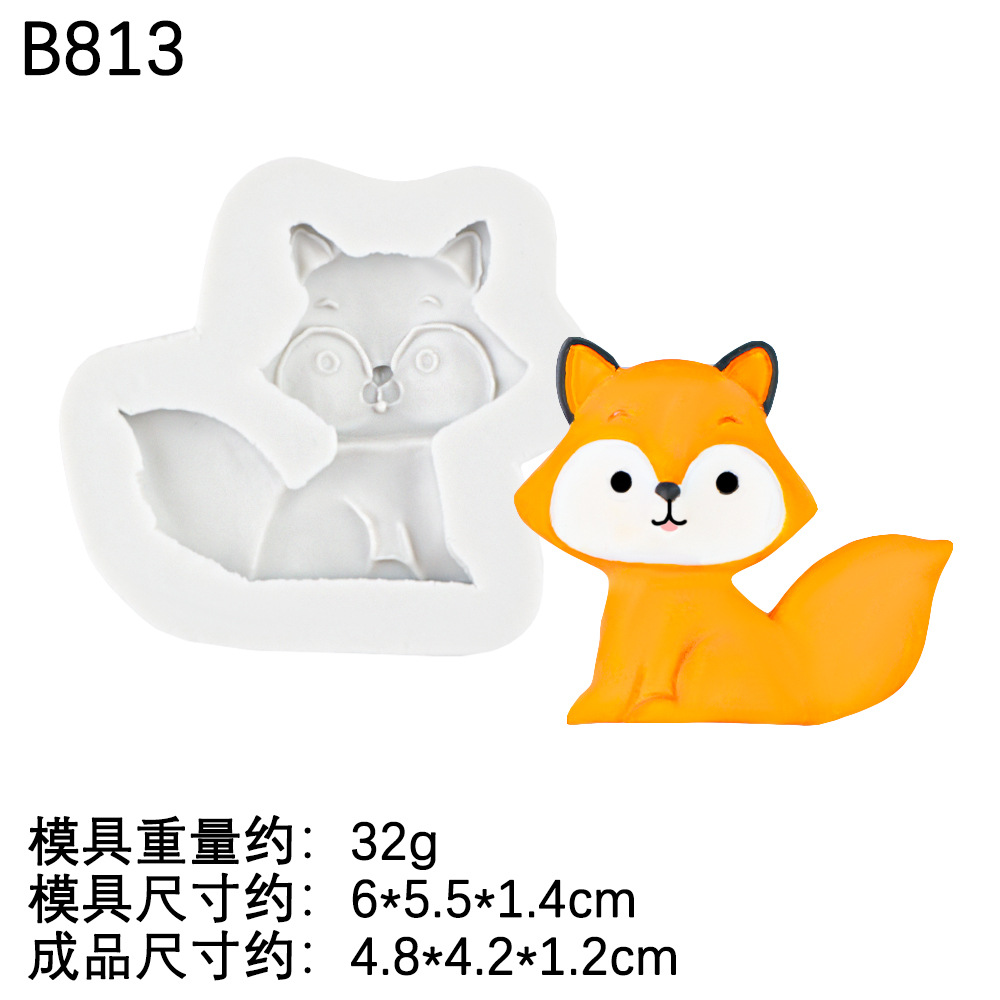 Cute Animal Theme Jirafa Fox Molde de silicona Diy Lion Chocolate Cake Adornos Molde de silicona