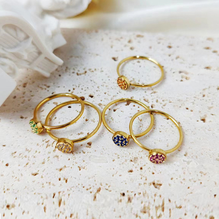 Daily Occasion 304 Stainless Steel Material Geometric, Color Block Pattern PVD Coated Real Gold Plated Geometric Color Block Stainless Steel Glam Lady Shiny Waterproof Non Tarnish Rings