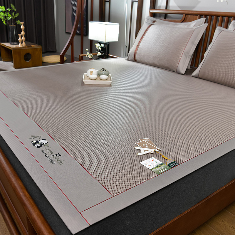 2024 ice silk mat three-piece set class a summer ice rattan mat summer mat encryption rattan mat foldable cold mat