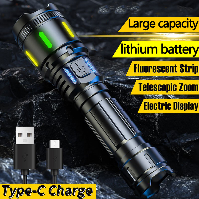Lintera de explosión transfronteriza, lámpara de emergencia multifuncional ultra brillante, antorcha láser blanca impermeable de patrulla al aire libre