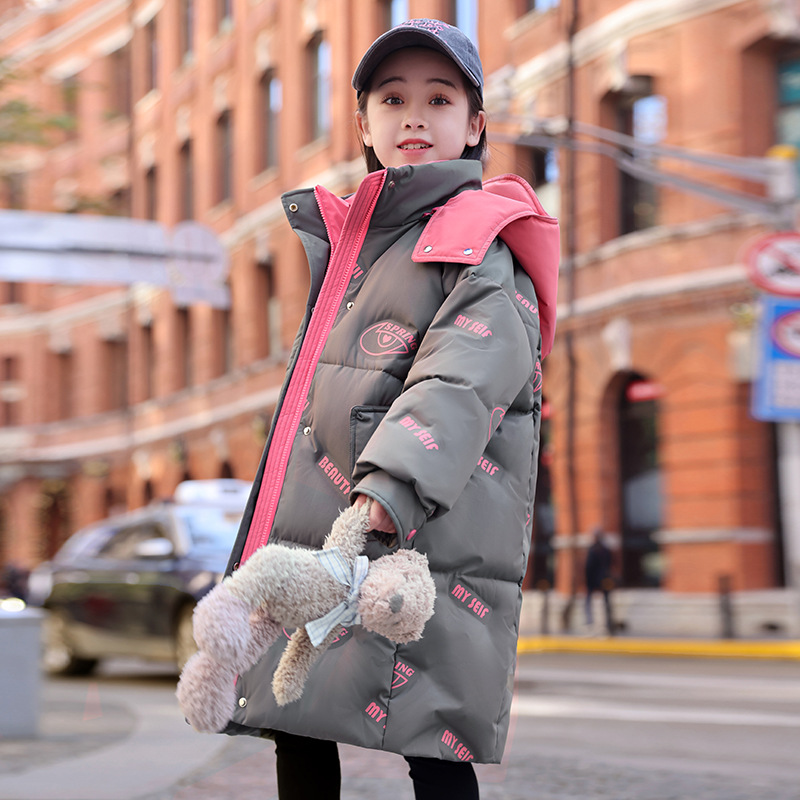 Children's down jacket, mid-length, winter wear, 2026 new style, fashionable, thick coat for medium and large girls, off-season clearance.