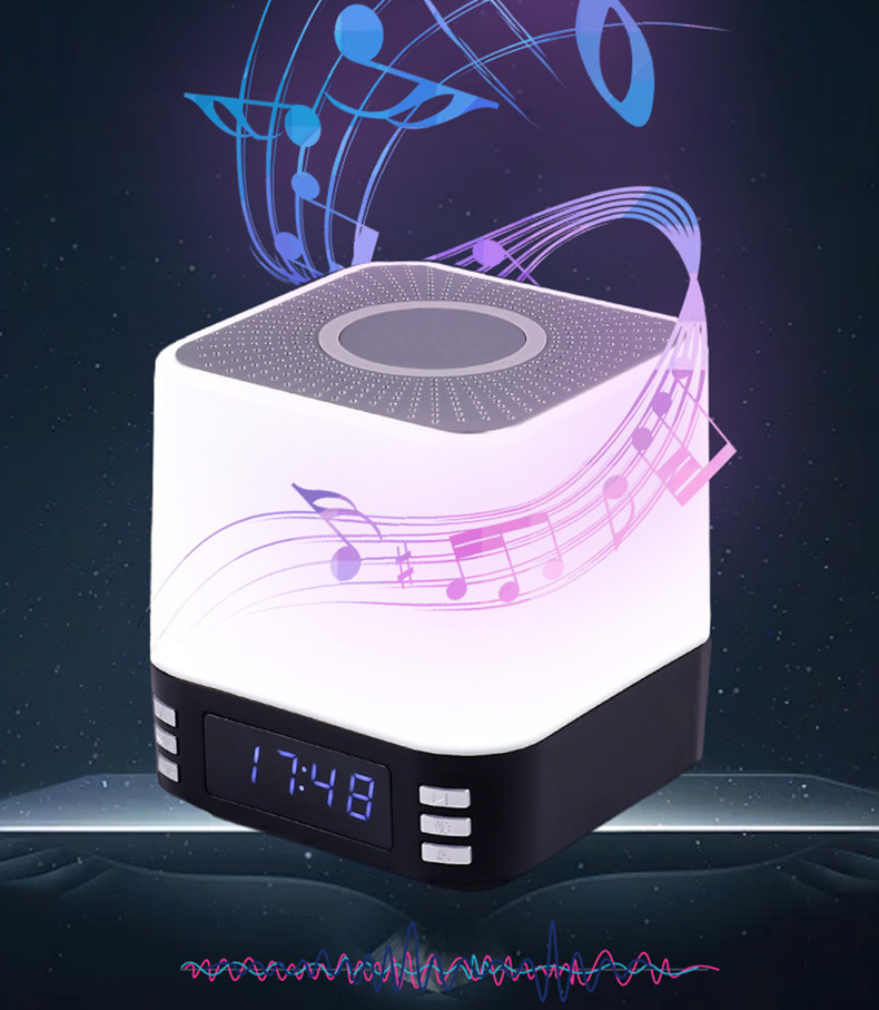 Bluetooth Speaker Alarm Clock With Wireless Charger And Light_voghion.com
