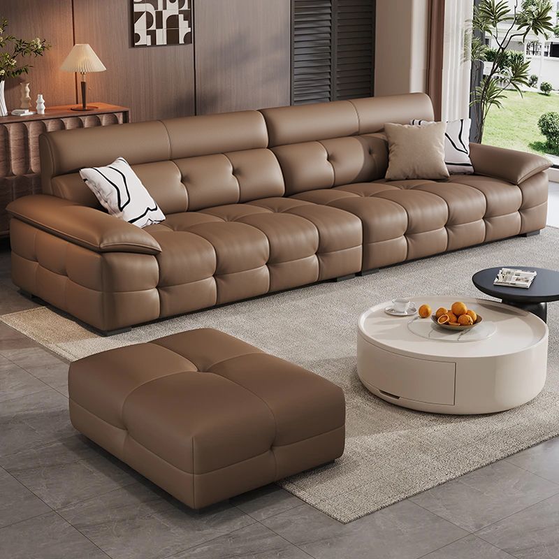 Italian Minimalist Leather Sofa Living Room Cat Claw Leather Sofa Large and Small Size First Layer Cowhide Sofa Cross-Border
