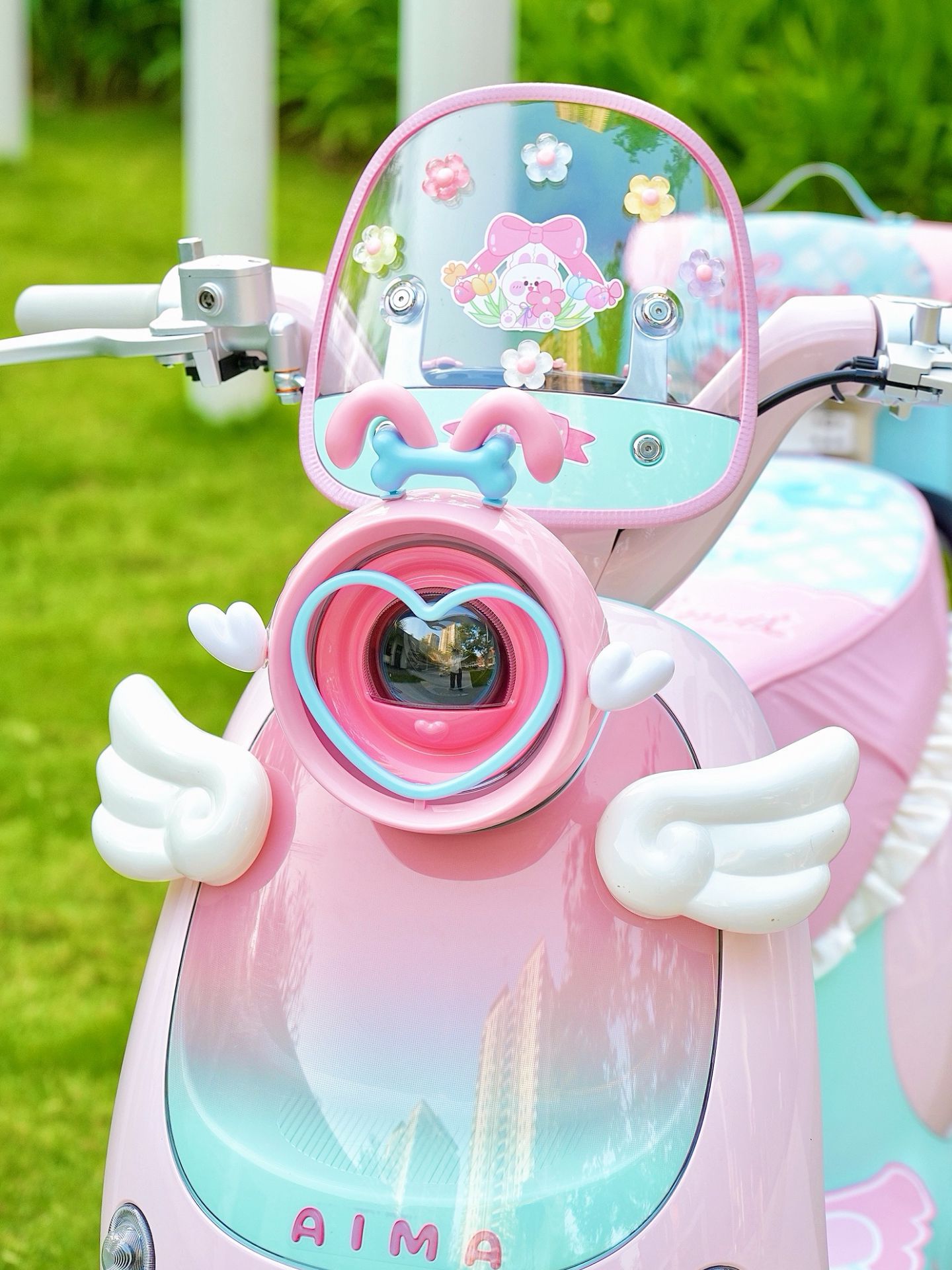 Suitable for Aima Lumi Metaverse Play Cute Headlight Cover Accessories Creative Modified Electric Scooter Hollow Headlight Shell