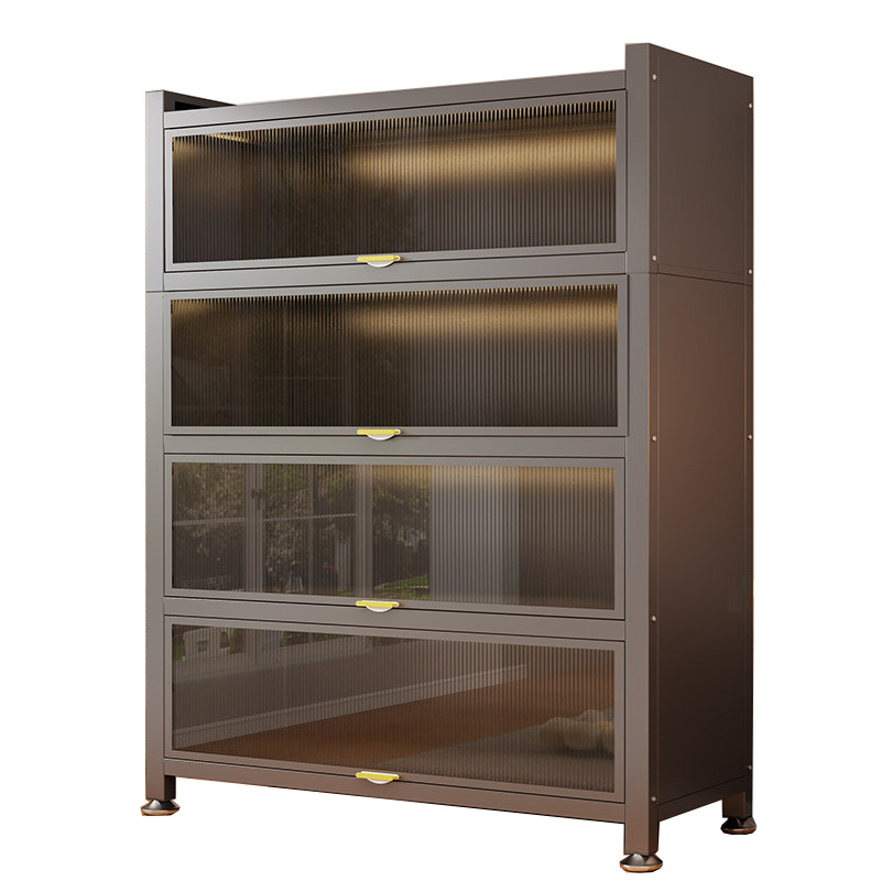 Armario de almacenamiento doméstico armario de acero dormitorio librería sala de estar balcón piso multicapa con armario de puerta armario de hoja de hierro