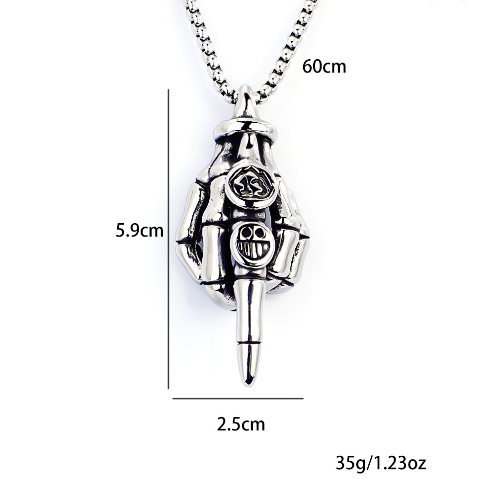 Stainless Steel Pendant Necklace Skull Gesture Titanium Jewellery_voghion.com
