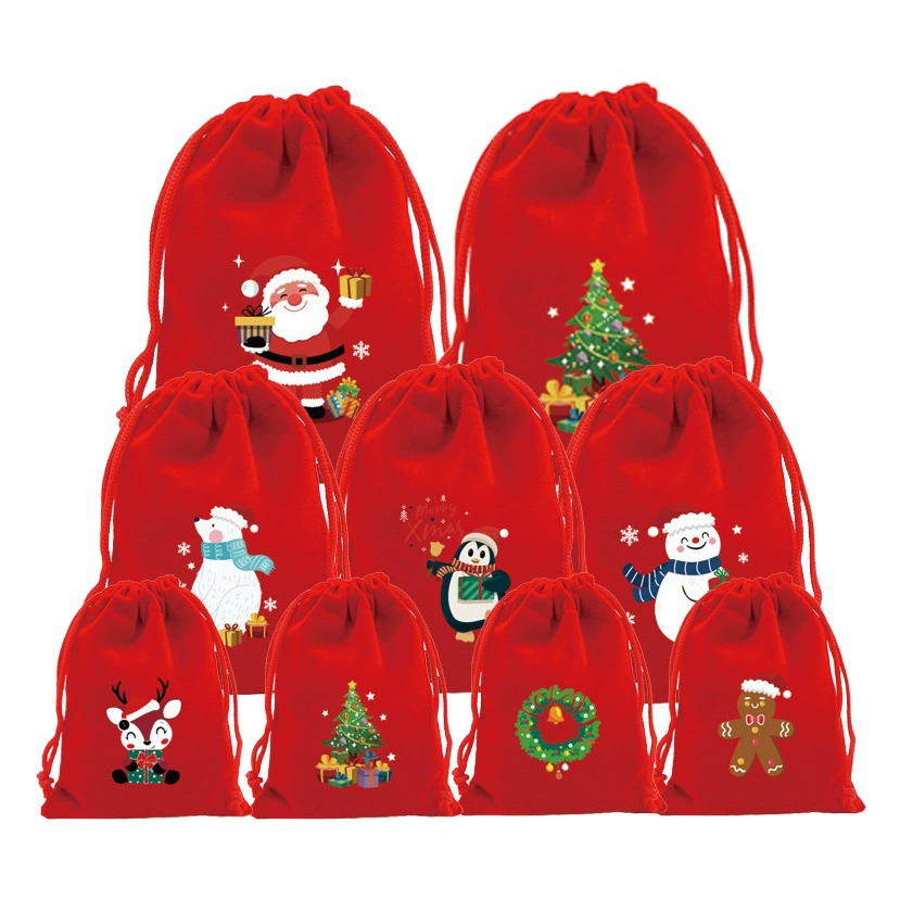 Оптовая продажа фабрики большой красный Рождественский бархатный мешок Рождественское яблоко конфеты упаковка мешок подарка сумка через границу пучок карман