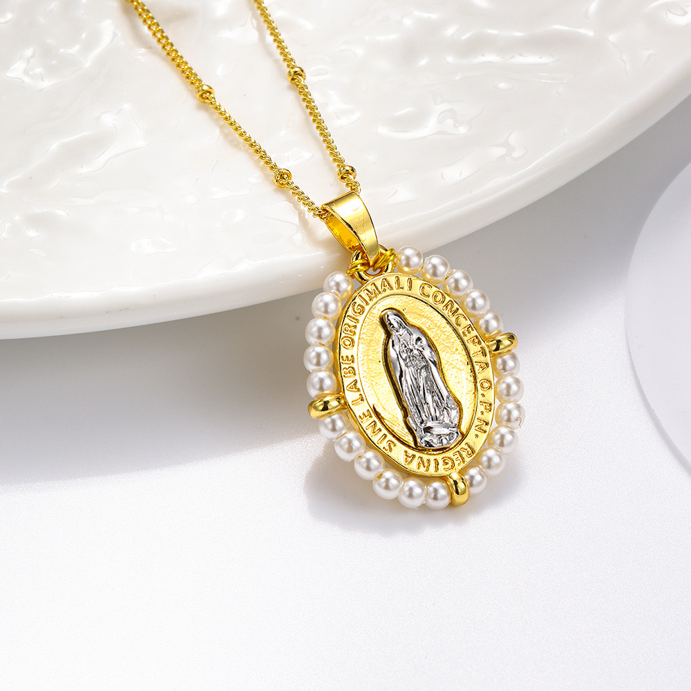 Moda europea y americana hecha a mano cristal oval de dos colores colgante colgante de bronce temperamento colgante de retrato