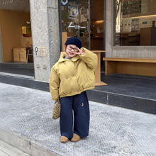 2025冬季新款童装 韩版童装 女童手塞棉纯色棉服 面包服棉衣