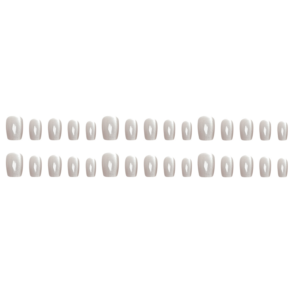 Lámina de uñas de ojo de gato nacarado blanco plateado 30 piezas de armadura prefabricada suave, color sólido simple, armadura de vestir corta image 6