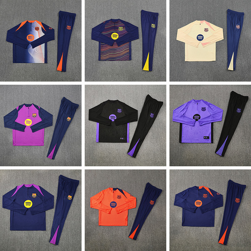Wholesale Autumn and Winter 25/26 Barcelona Half-Length Sleeve Football Training Uniform Appearance Uniform Barcelona Jersey Suit