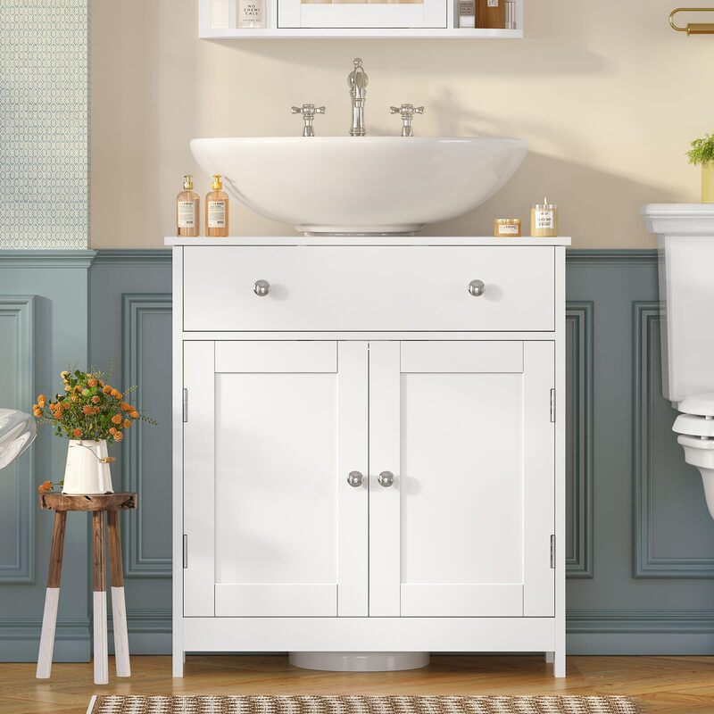 Wholesale Minimalist Bathroom Sink Cabinet, U-Shaped Top Panel Bathroom Cabinet with Two Doors and One Drawer Wholesale Minimalist Bathroom Sink Cabinet, U-Shaped Top Panel Bathroom Cabinet with Two Doors and One Drawer