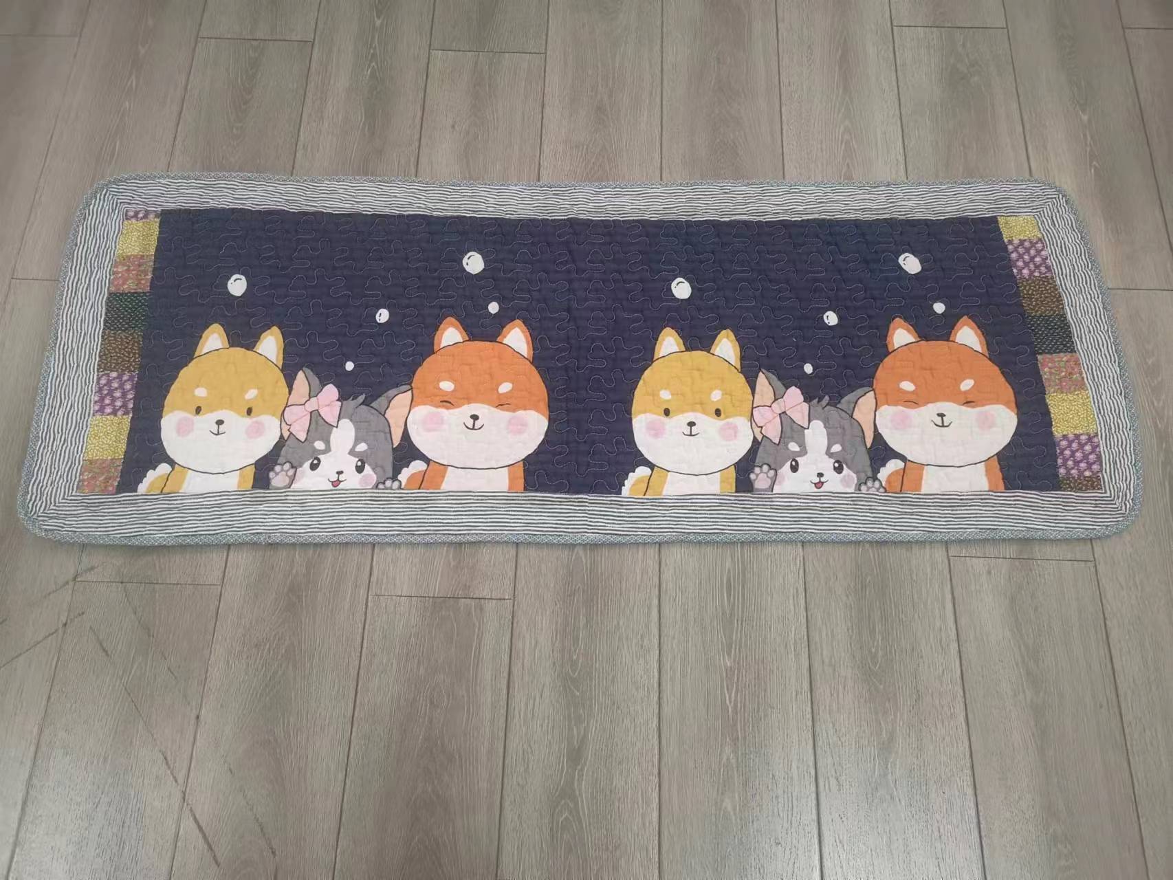 绗缝全棉家用地垫卡通地垫拼接脚垫防滑垫加厚可机洗宠物垫布艺垫